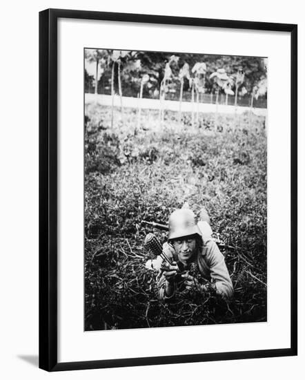 German Sturmtruppen Soldier in Training Throwing Hand Grenades-null-Framed Giclee Print