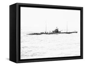 German Submarine on Raid in Atlantic-null-Framed Stretched Canvas