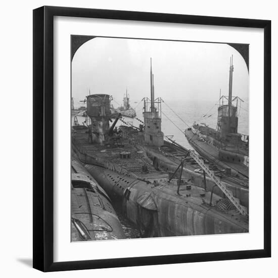 German Submarines Secured in a Channel Port, C1918-C1919-null-Framed Photographic Print