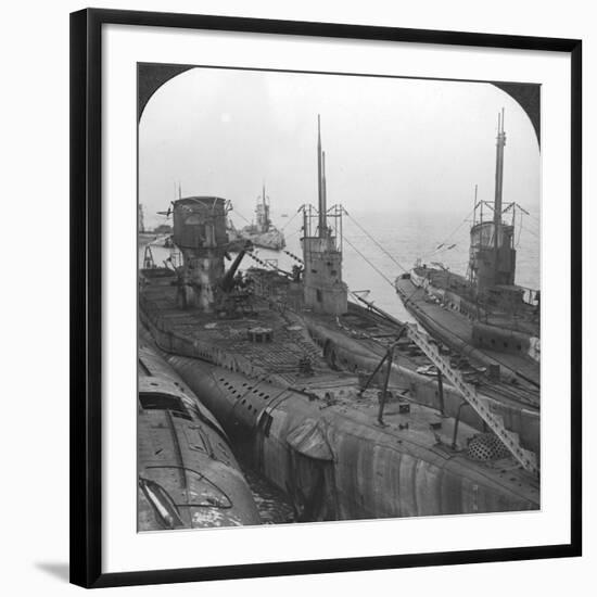 German Submarines Secured in a Channel Port, C1918-C1919-null-Framed Photographic Print