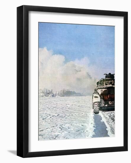 German Tank Fighting in the Snow, Russia, January 1943-null-Framed Giclee Print