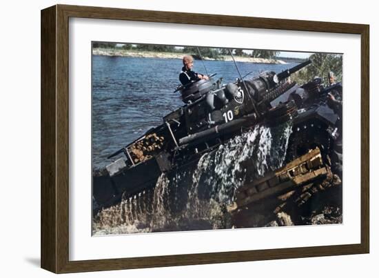 German Tank Fording a River, Russia, 1941-null-Framed Giclee Print