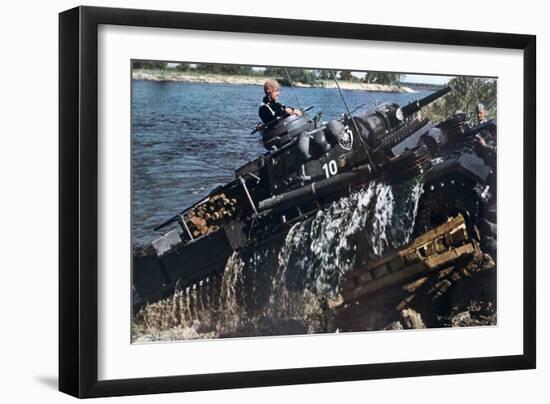 German Tank Fording a River, Russia, 1941-null-Framed Giclee Print