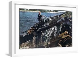 German Tank Fording a River, Russia, 1941-null-Framed Giclee Print