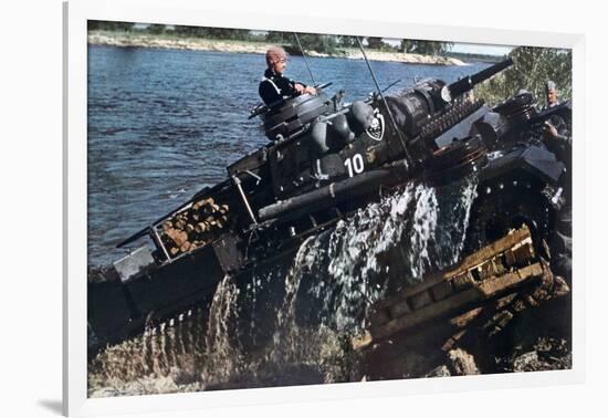 German Tank Fording a River, Russia, 1941-null-Framed Giclee Print