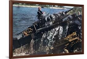 German Tank Fording a River, Russia, 1941-null-Framed Giclee Print