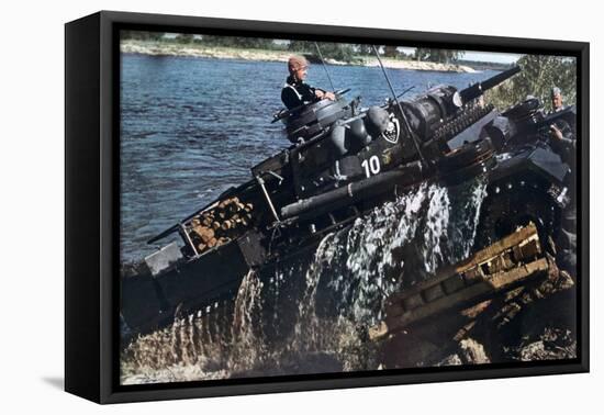 German Tank Fording a River, Russia, 1941-null-Framed Stretched Canvas