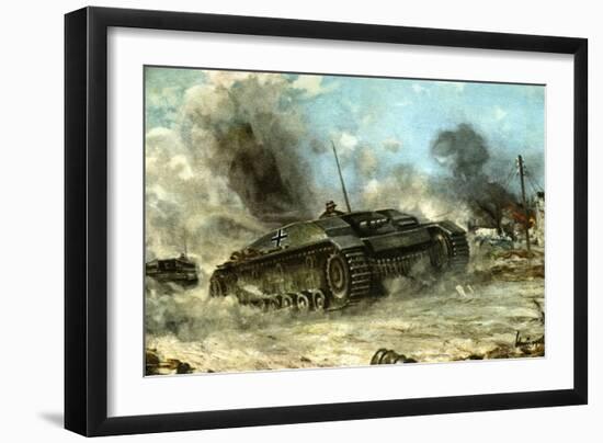 German Tank in Action on the Russian Front, World War II, 1942-1943-null-Framed Giclee Print