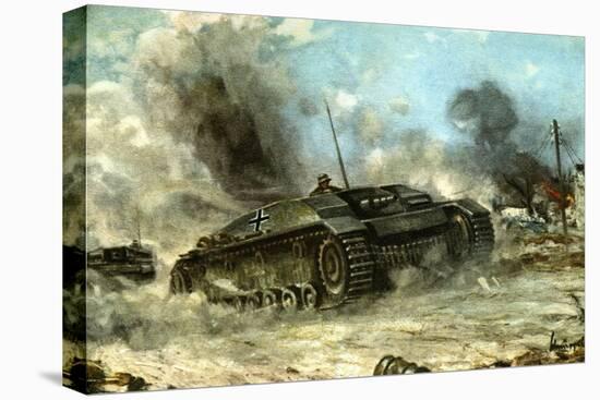 German Tank in Action on the Russian Front, World War II, 1942-1943-null-Stretched Canvas