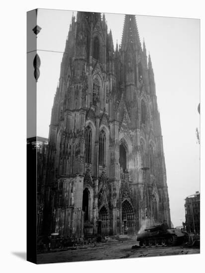 German Tank in Front of Cathedral-Harold Spiegman-Stretched Canvas