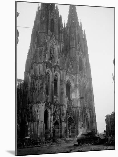 German Tank in Front of Cathedral-Harold Spiegman-Mounted Photographic Print