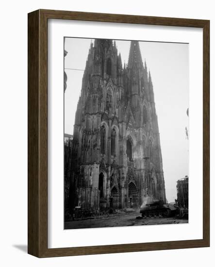 German Tank in Front of Cathedral-Harold Spiegman-Framed Photographic Print