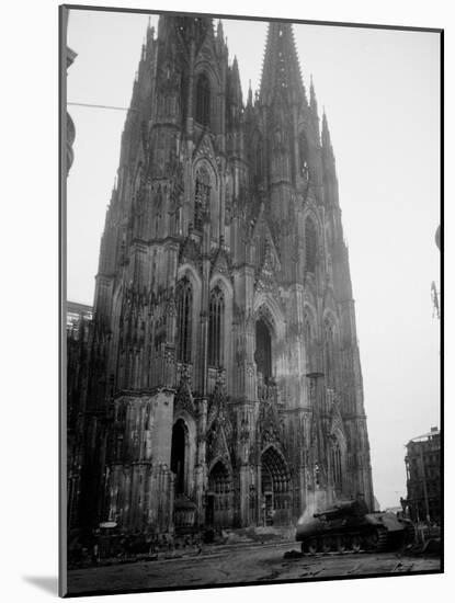 German Tank in Front of Cathedral-Harold Spiegman-Mounted Photographic Print