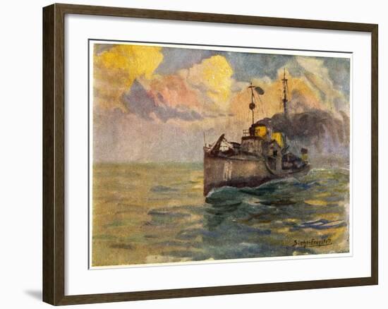 German Torpedo-Boat at Sea-J.g. Siehl-freystett-Framed Art Print