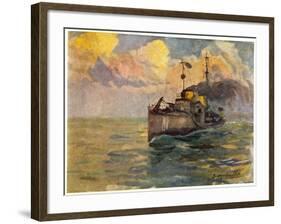 German Torpedo-Boat at Sea-J.g. Siehl-freystett-Framed Art Print