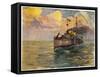 German Torpedo-Boat at Sea-J.g. Siehl-freystett-Framed Stretched Canvas