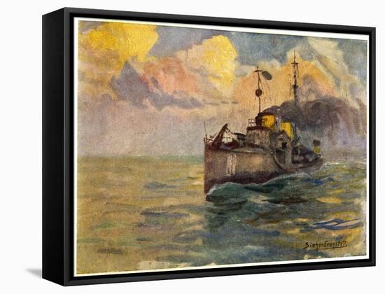 German Torpedo-Boat at Sea-J.g. Siehl-freystett-Framed Stretched Canvas