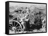 German Trench Gun in Action on the Somme During World War I-Robert Hunt-Framed Stretched Canvas