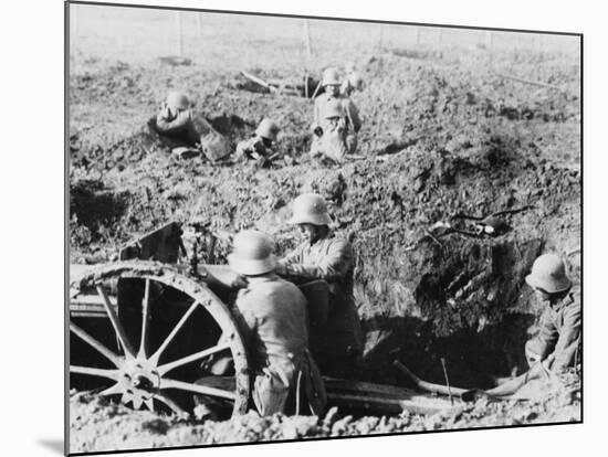 German Trench Gun in Action on the Somme During World War I-Robert Hunt-Mounted Photographic Print