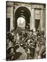 German Troops Entering Ypres with Cyclist Carring a Machine Gun Mount on His Bicycle, 1940-null-Stretched Canvas