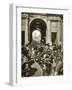 German Troops Entering Ypres with Cyclist Carring a Machine Gun Mount on His Bicycle, 1940-null-Framed Photographic Print