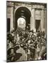 German Troops Entering Ypres with Cyclist Carring a Machine Gun Mount on His Bicycle, 1940-null-Mounted Photographic Print