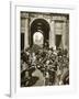 German Troops Entering Ypres with Cyclist Carring a Machine Gun Mount on His Bicycle, 1940-null-Framed Photographic Print