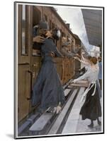 German Troops Return to the Front Kissed and Waved Goodbye from Their Womenfolk-B. Wennerberg-Mounted Art Print