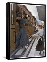 German Troops Return to the Front Kissed and Waved Goodbye from Their Womenfolk-B. Wennerberg-Framed Stretched Canvas