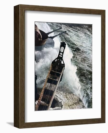 German Warship Battling the Atlantic Seas, 1942-null-Framed Giclee Print