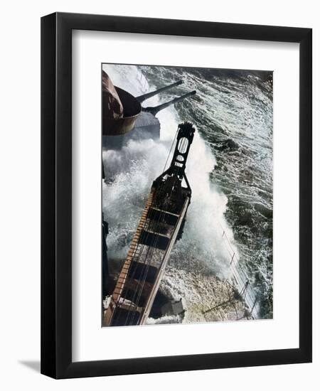 German Warship Battling the Atlantic Seas, 1942-null-Framed Giclee Print