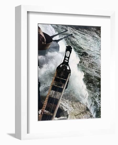 German Warship Battling the Atlantic Seas, 1942-null-Framed Giclee Print