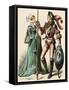 German Woman and a Man Wearing Armor of the Early 1500s-null-Framed Stretched Canvas