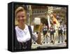 German Woman Holding Stein of Beer, Oktoberfest-Bill Bachmann-Framed Stretched Canvas