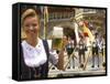 German Woman Holding Stein of Beer, Oktoberfest-Bill Bachmann-Framed Stretched Canvas