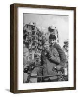 German Youths Bike-Riding-null-Framed Photographic Print