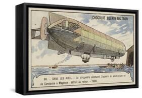 German Zeppelin Airship Lz4 Setting Out on a Flight from Lake Constance to Mainz, 1908-null-Framed Stretched Canvas