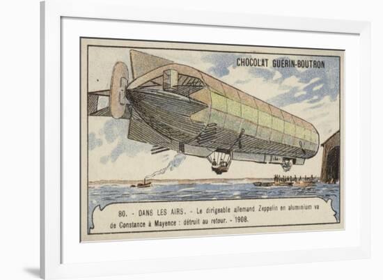 German Zeppelin Airship Lz4 Setting Out on a Flight from Lake Constance to Mainz, 1908-null-Framed Giclee Print