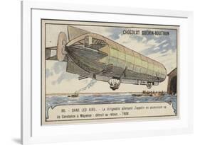German Zeppelin Airship Lz4 Setting Out on a Flight from Lake Constance to Mainz, 1908-null-Framed Giclee Print