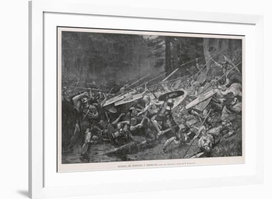 Germans Defend their Land from the Romans-null-Framed Premium Giclee Print