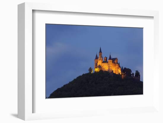 Germany, Baden-Wurttemberg, Castle Hohenzollern, Lighting, Evening-Herbert Kehrer-Framed Photographic Print