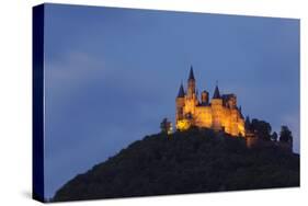 Germany, Baden-Wurttemberg, Castle Hohenzollern, Lighting, Evening-Herbert Kehrer-Stretched Canvas