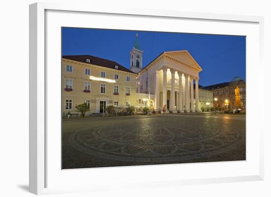 Germany, Baden-Wurttemberg, Karlsruhe, Marketplace, Protestant Town Church, Evening, Dusk-Chris Seba-Framed Photographic Print