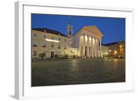 Germany, Baden-Wurttemberg, Karlsruhe, Marketplace, Protestant Town Church, Evening, Dusk-Chris Seba-Framed Photographic Print