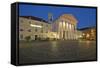 Germany, Baden-Wurttemberg, Karlsruhe, Marketplace, Protestant Town Church, Evening, Dusk-Chris Seba-Framed Stretched Canvas