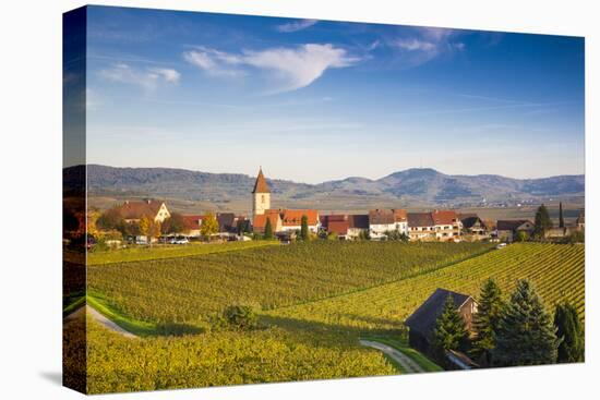 Germany, Baden-Wurttemburg, Burkheim, Kaiserstuhl Area, Vineyards Elevated Village View-Walter Bibikow-Stretched Canvas