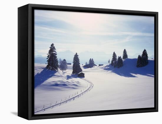 Germany, Bavaria, AllgŠu, Snow Scenery, Back Light, Alps, Mountains, Loneliness, Mountains, Winter-Herbert Kehrer-Framed Stretched Canvas