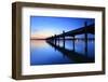 Germany, Bavaria, Ammersee (Lake Ammer), Herrsching, Footbridge at Sundown-Andreas Vitting-Framed Photographic Print