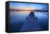 Germany, Bavaria, Ammersee (Lake Ammer), Herrsching, Footbridge at Sundown-Andreas Vitting-Framed Stretched Canvas