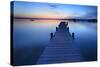 Germany, Bavaria, Ammersee (Lake Ammer), Herrsching, Footbridge at Sundown-Andreas Vitting-Stretched Canvas